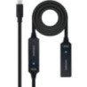 Cable alargador usb tipo-c 3.2 con amplificador nanocable 10.01.1312/ usb tipo-c macho - usb tipo-c hembra/ 10m/ negro