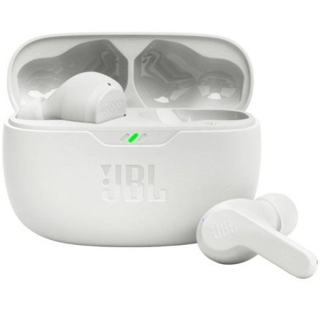 Auriculares bluetooth jbl wave beam con estuche de carga/ autonomía 8h/ blanco