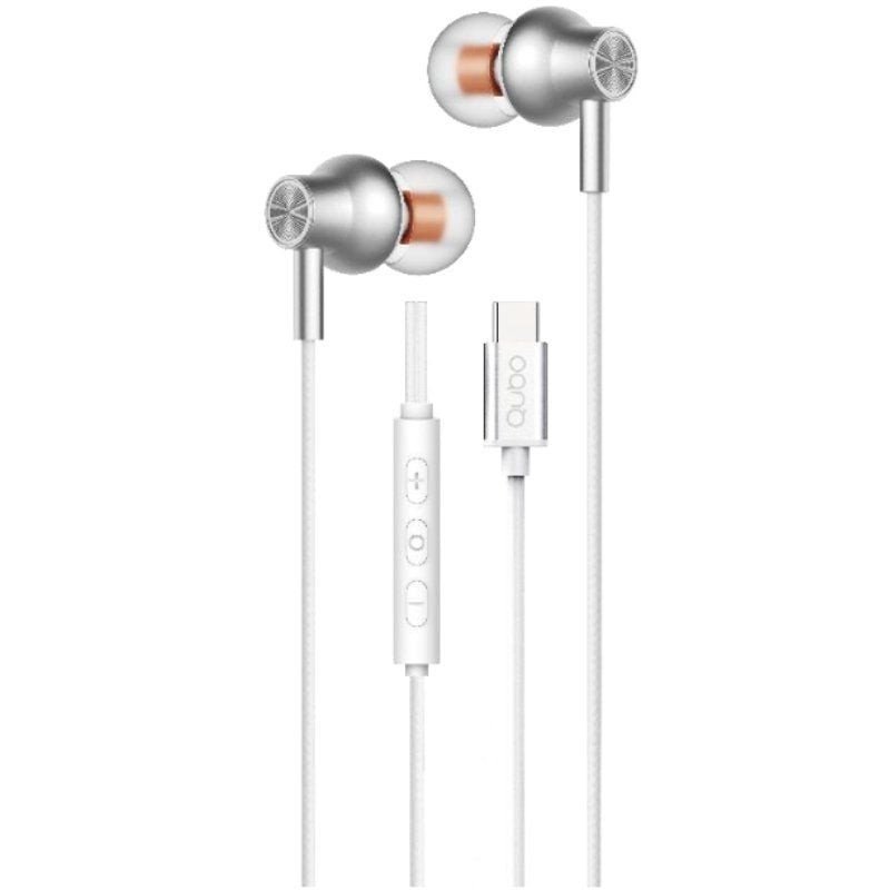 Auriculares intrauditivos qubo au-300c/ con micrófono/ usb tipo-c/ blancos