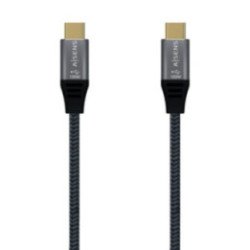 Cable usb 3.2 tipo-c aisens a107-0634 20gbps 5a 100w/ usb tipo-c macho - usb tipo-c macho/ hasta 100w/ 20gbps/ 2m/ gris