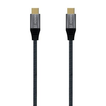 Cable usb 3.2 tipo-c aisens a107-0671 20gbps 100w/ usb tipo-c macho - usb tipo-c macho/ hasta 100w/ 20gbps/ 1m/ gris