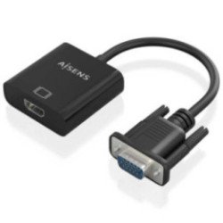 Cable conversor aisens a115-0873/ vga macho/ hdmi hembra - jack 3.5 hembra - microusb / 20cm/ negro