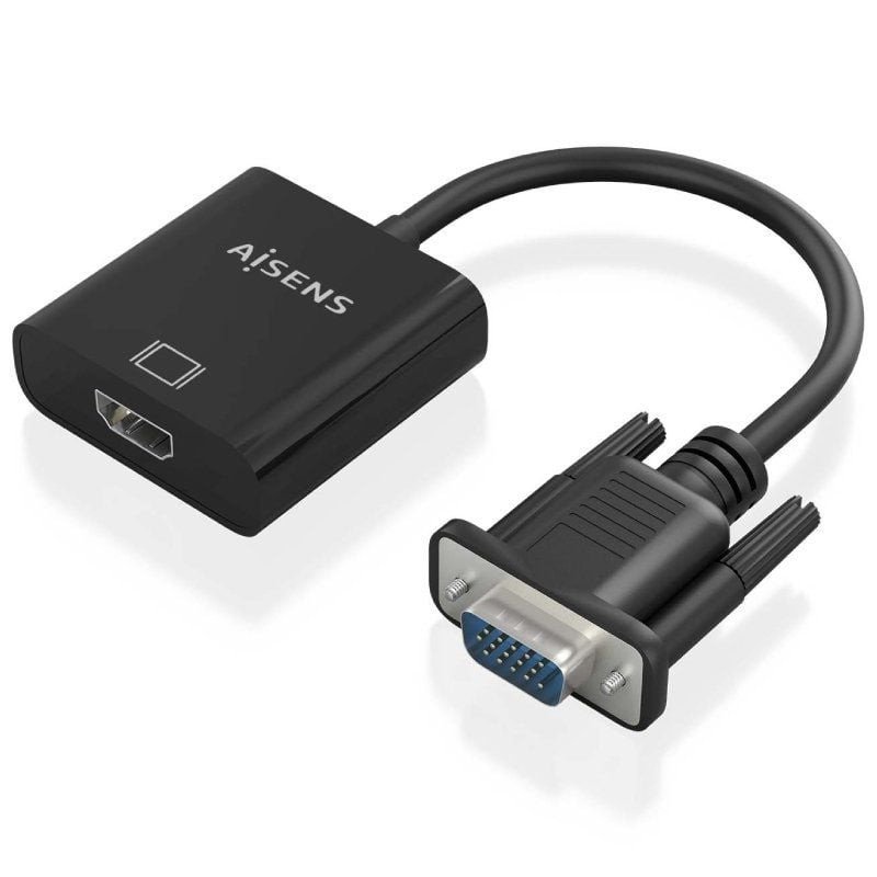 Cable conversor aisens a115-0873/ vga macho/ hdmi hembra - jack 3.5 hembra - microusb / 20cm/ negro