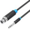 Cable estéreo vention bbebi/ jack 6.5 macho - xlr hembra/ 3m/ negro