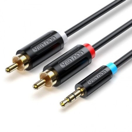 Cable estéreo vention bclbh/ jack 3.5 macho - 2x rca macho/ 2m/ negro
