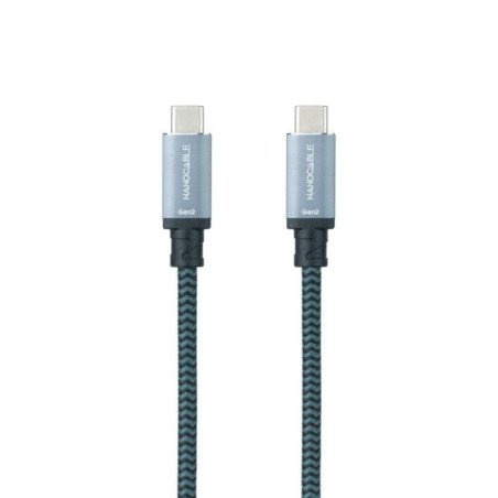 Cable usb 3.1 tipo-c nanocable 10.01.4102-comb/ usb tipo-c macho - usb tipo-c macho/ hasta 100w/ 10gbps/ 2m/ gris y negro