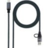 Cable usb 3.2 tipo-c nanocable 10.01.4111-comb/ usb tipo-c macho + usb macho - usb tipo-c macho/ hasta 100w/ 20gbps/ 1m/ gris y