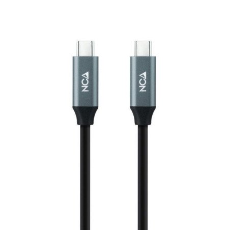 Cable usb 3.2 nanocable 10.01.4300/ usb tipo-c macho - usb tipo-c macho/ hasta 100w/ 20gbps/ 50cm/ gris y negro