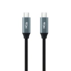Cable usb 3.2 tipo-c nanocable 10.01.4301 5a 100w/ usb tipo-c macho - usb tipo-c macho/ hasta 100w/ 20gbps/ 1m/ gris y negro