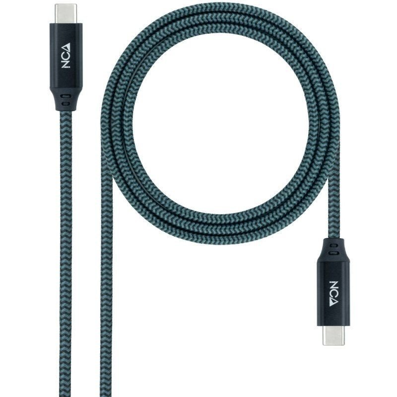 Cable usb 3.2 tipo-c nanocable 10.01.4301-l150-comb/ usb tipo-c macho - usb tipo-c macho/ hasta 100w/ 20gbps/ 1.5m/ gris y negro