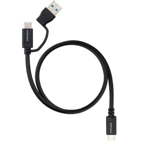 Cable usb 3.2 tipo-c nanocable 10.01.4801/ usb tipo-c macho/ usb macho - usb tipo-c macho/ hasta 60w/ 10gbps/ 1m/ negro