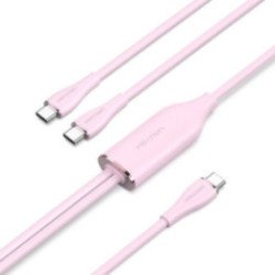 Cable usb tipo-c vention ctmpg/ usb tipo-c macho - 2 x usb tipo-c macho/ hasta 100w/ 480mbps/ 1.5m/ rosa