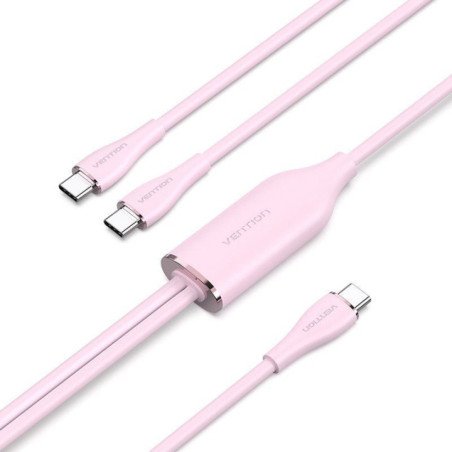Cable usb tipo-c vention ctmpg/ usb tipo-c macho - 2 x usb tipo-c macho/ hasta 100w/ 480mbps/ 1.5m/ rosa