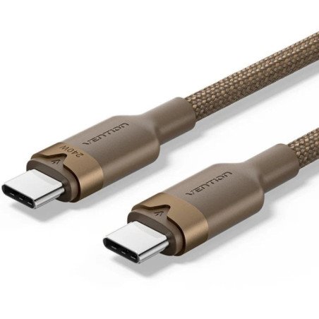 Cable usb 2.0 tipo-c 5a vention trijh/ usb tipo-c macho - usb tipo-c macho/ hasta 240w/ 480mbps/ 2m/ dorado