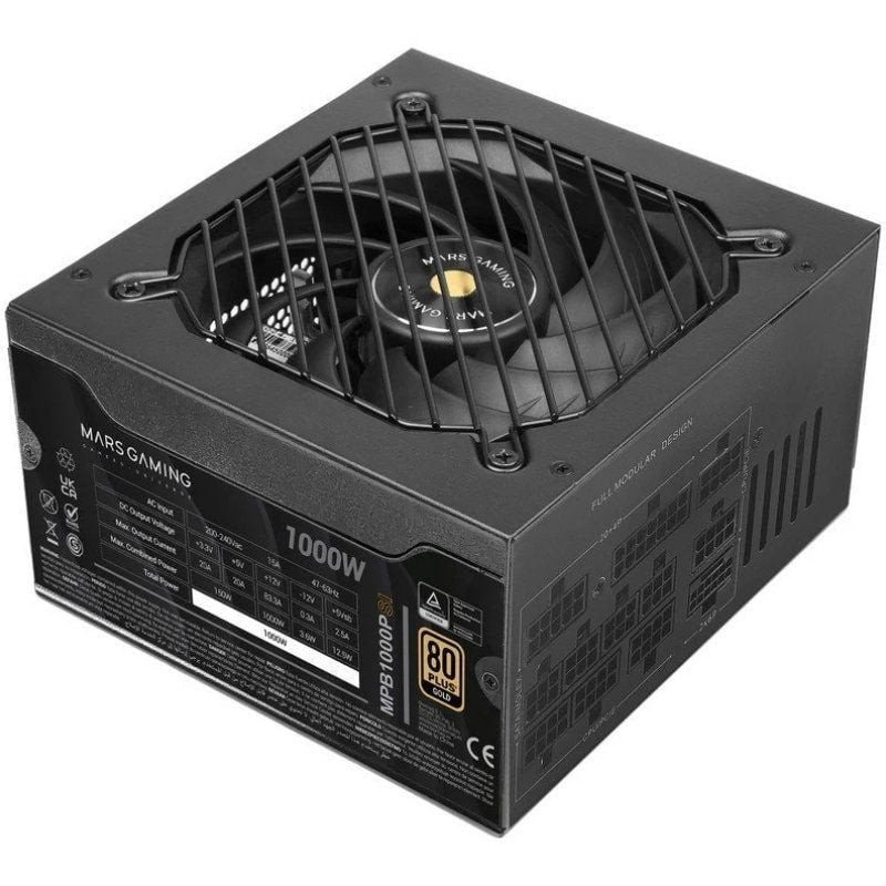 Fuente de alimentación mars gaming mpb1000psi/ 1000w/ ventilador 14cm/ atx 3.1/ pcie 5.1/ 80 plus gold