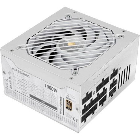 Fuente de alimentación mars gaming mpb1000sim/ 1000w/ ventilador 14cm/ atx 3.1/ pcie 5.1/ 80 plus gold/ blanca