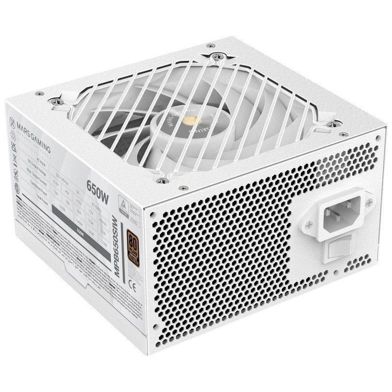 Fuente de alimentación mars gaming mpb650si/ 650w/ ventilador 12cm/ 80 plus bronze/ blanca