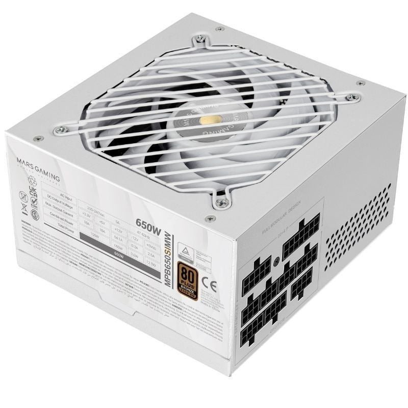 Fuente de alimentación mars gaming mpb650sim/ 650w/ ventilador 12cm/ 80 plus bronze/ blanca