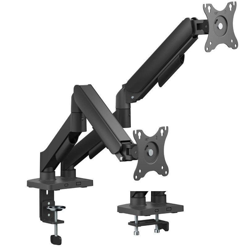 Soporte de mesa con contrapeso para 2 monitores aisens dt32tsr-357/ giratorio/ inclinable/ hasta 9kg