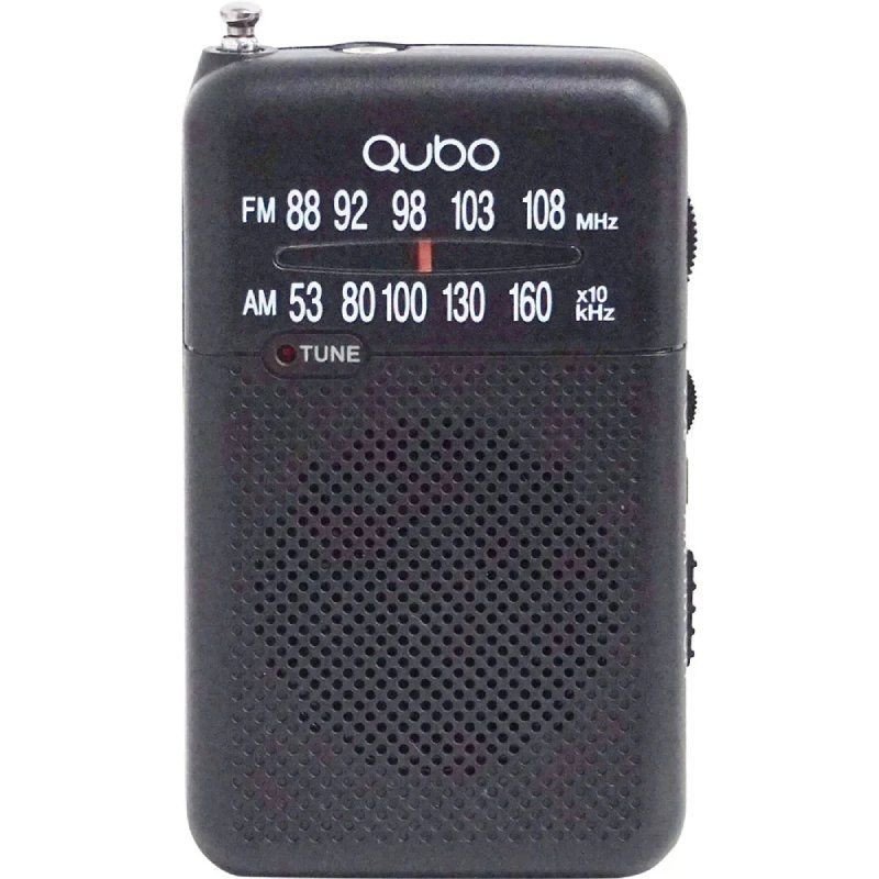 Radio portátil qubo r-s1/ con cable/ a pilas/ negra
