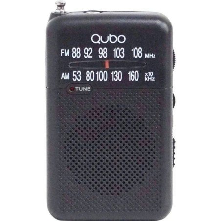 Radio portátil qubo r-s1/ con cable/ a pilas/ negra