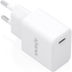 Cargador de pared gan aisens a110-1023/ 1xusb tipo-c/ 20w/ blanco