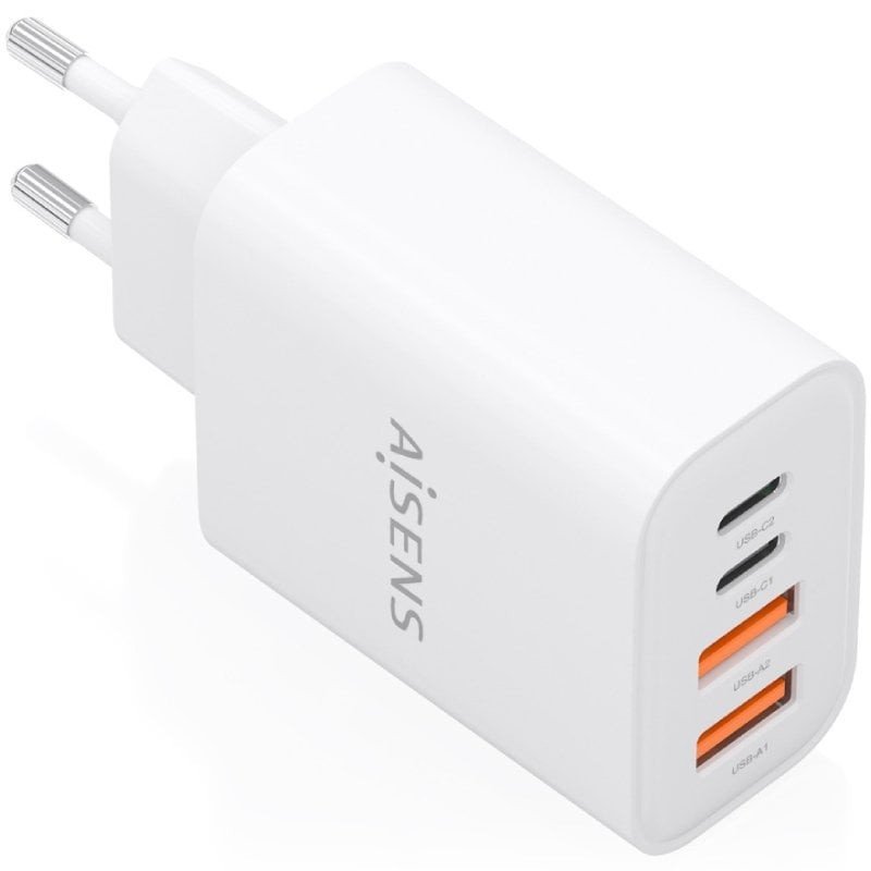 Cargador de pared gan aisens a110-1027/ 2xusb tipo-c/ 2xusb/ 32w/ blanco