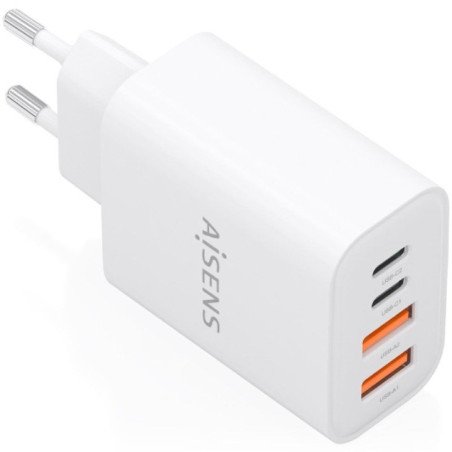 Cargador de pared gan aisens a110-1027/ 2xusb tipo-c/ 2xusb/ 32w/ blanco