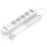 Regleta con interruptor aisens asps-2a2c12-w/ 4 tomas de corriente/ 2 usb - 2 usb tipo-c/ cable 1.4m/ blanco