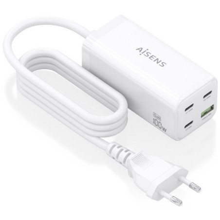 Cargador sobremesa gan aisens asch-100w4p053-w/ 3xusb tipo-c/ 1xusb/ 100w