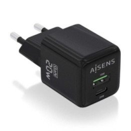 Cargador de pared gan aisens asch-20w2p011-bk/ 1xusb tipo-c/ 1xusb/ 20w