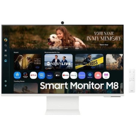 Smart monitor samsung m8 m80f s32fm801uu 32'/ 4k/ multimedia/ regulable en altura/ smart tv/ webcam/ blanco