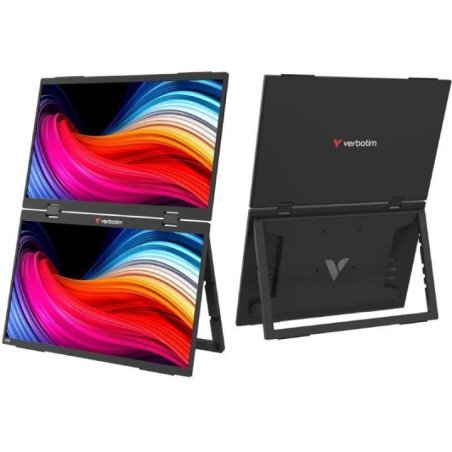 Monitor portátil táctil verbatim duo essentials 15.6' + 15.6'/ full hd/ multimedia/ negro