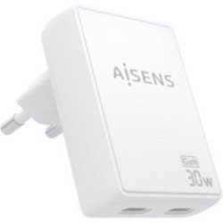 Cargador de pared gan aisens asch-30w2p075-w/ 2xusb tipo-c/ 30w/ blanco