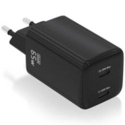 Cargador de pared gan aisens asch-65w2p040-bk/ 2xusb tipo-c/ 65w
