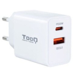 Cargador de pared tooq tqwc-2sc04wt/ 1xusb tipo-c/ 1xusb/ 20w