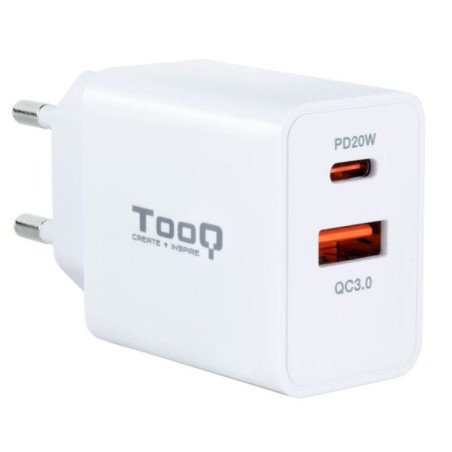 Cargador de pared tooq tqwc-2sc04wt/ 1xusb tipo-c/ 1xusb/ 20w