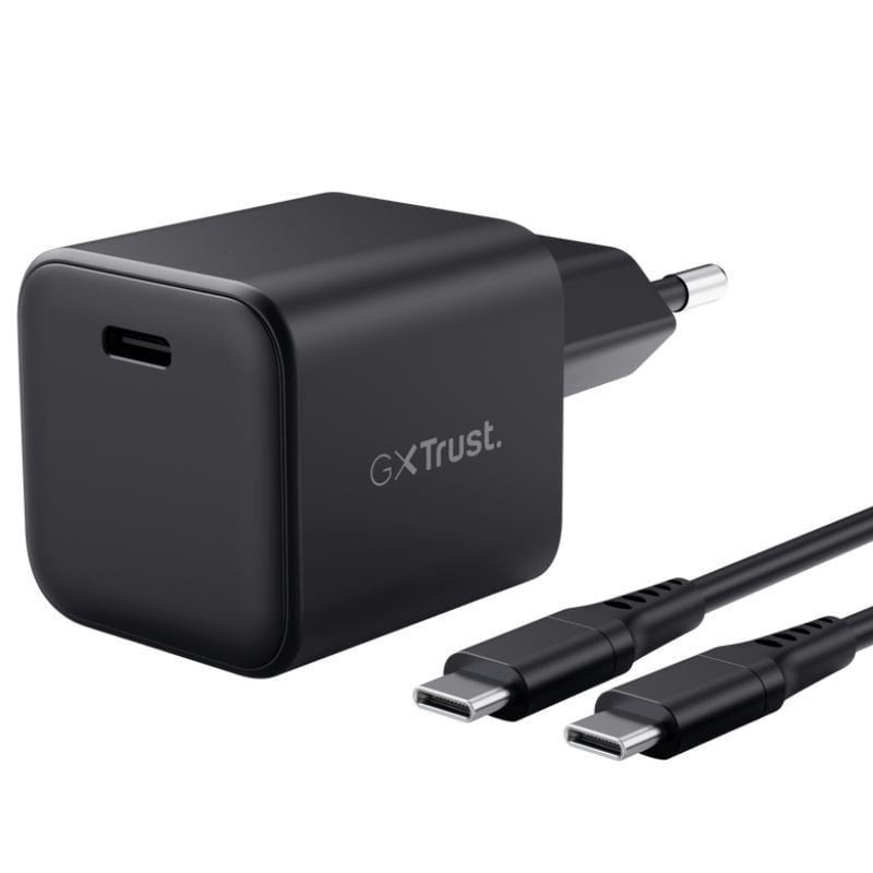 Cargador de pared gan trust gaming gxt 1258 switch 2/ 1xusb tipo-c/ incluye cable usb tipo-c/ 65w