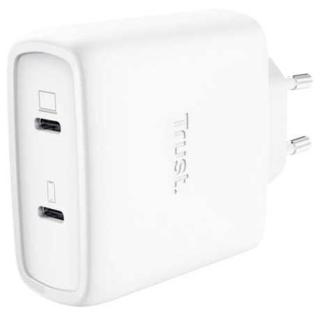 Cargador de pared gan trust maxo 65w 25526/ 2xusb tipo-c/ incluye cable usb tipo-c/ 65w