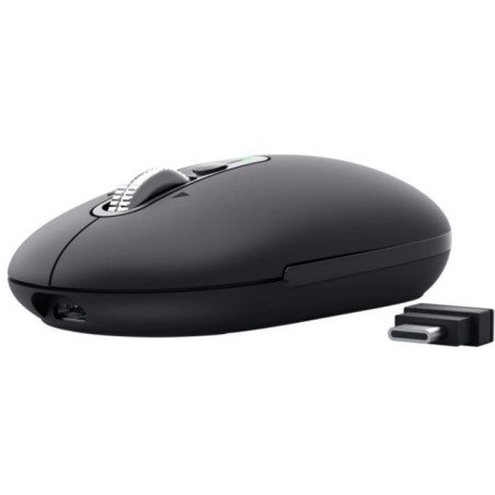 Ratón inalámbrico trust seron 26018/ batería recargable/ hasta 3200 dpi/ negro