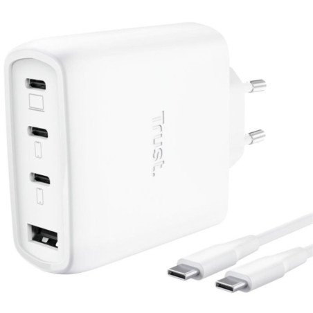 Cargador de pared gan trust maxo 65w 26068/ 3xusb tipo-c/ 1xusb/ incluye cable usb tipo-c/ 65w