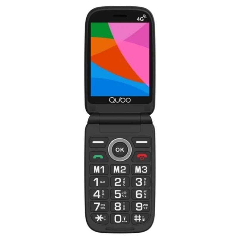 Teléfono móvil qubo x-340 4g para personas mayores/ negro