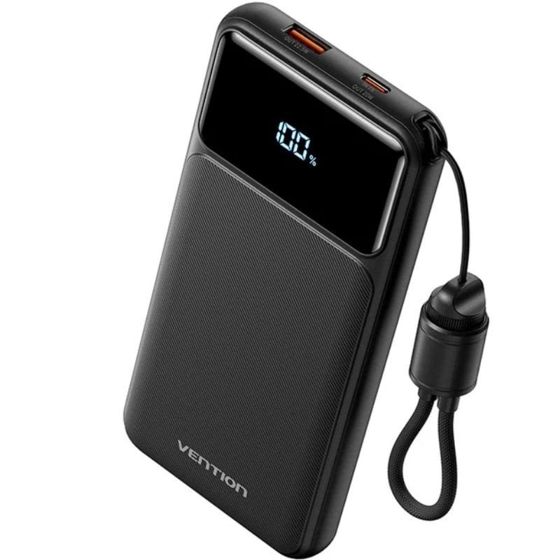 Powerbank 10000mah vention xgyb0-39-ty/ 22.5w/ negro/ incluye cable usb tipo-c
