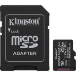 Tarjeta de memoria kingston canvas select plus 256gb microsd xc con adaptador/ clase 10/ 150mbs