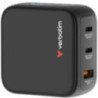 Cargador de pared universal gan para viaje verbatim mini gan charger con pantalla/ 2xusb tipo-c/ 1xusb/ 65w