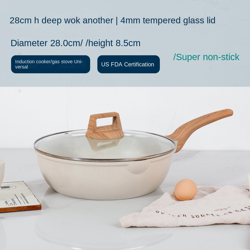 Medical stone non-stick pot soup pot stew pot frying pan wok milk pot frying pan steaming marble granite pot set