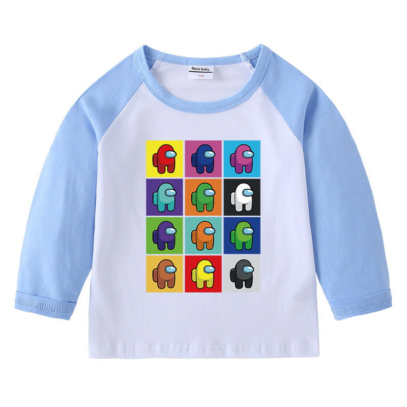 Children's T-shirt with round neck cartoon long sleeves