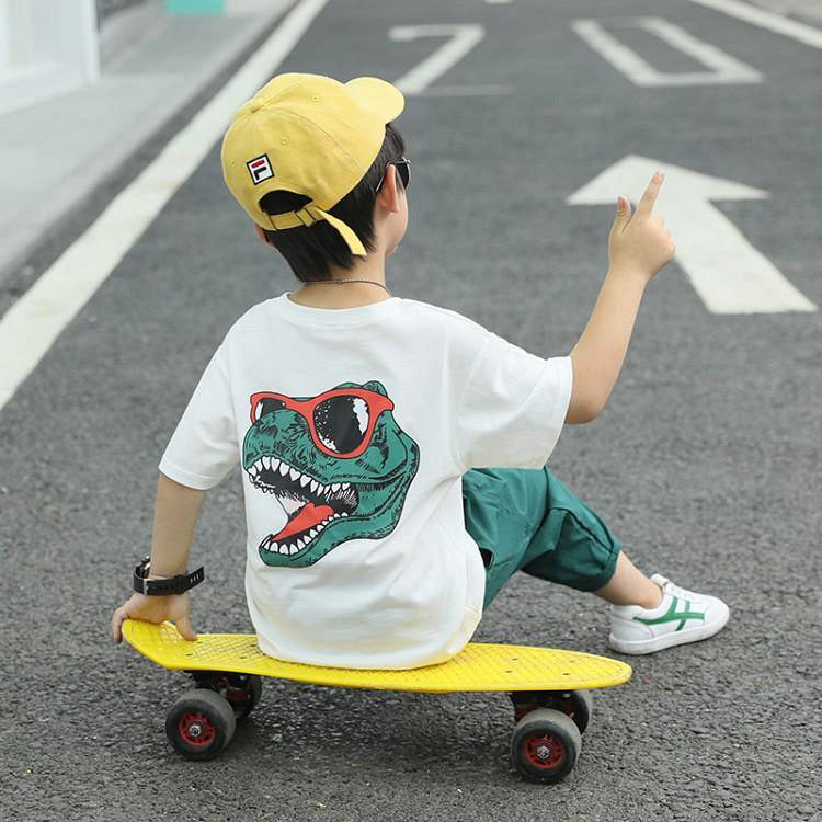 Boys' Short Sleeve T-Shirt and Shorts Set, Children's Cartoon Sports Two-Piece Outfit