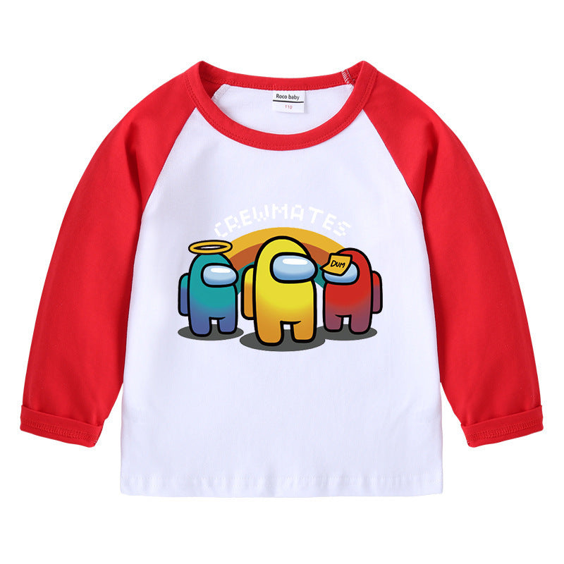 Children's T-shirt with round neck and long sleeved base