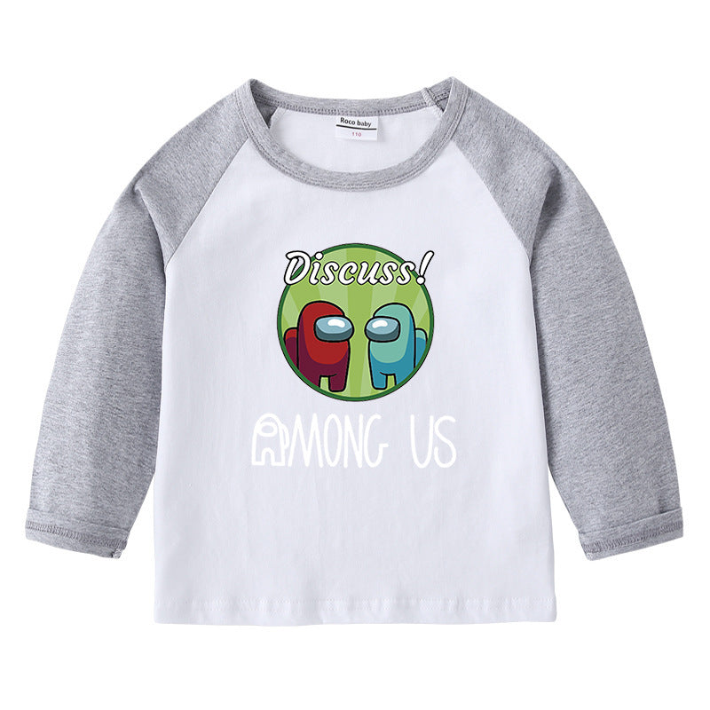 Children's T-shirt round neck cartoon long sleeved top